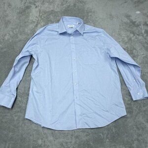 Calvin Klein Mens Wrinkle-Free Dress Shirt XL Regular Fit Blue a1260